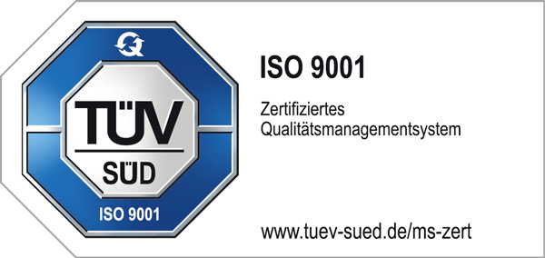 Hoher Qualitätsstandard, abgesichert durch die TÜV- Zertifizierung